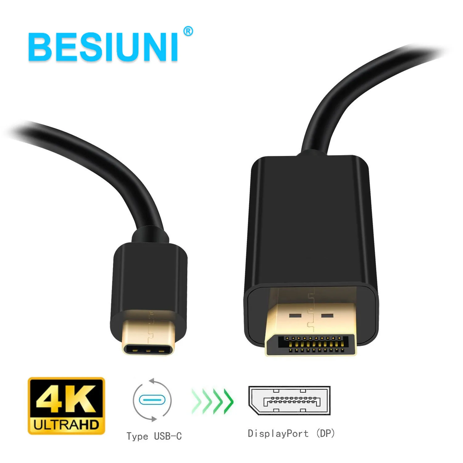 Кабель BESIUNI USB 3 1 Type C 8 м с портом дисплея верхний кабель адаптер типа папа в DP 4K