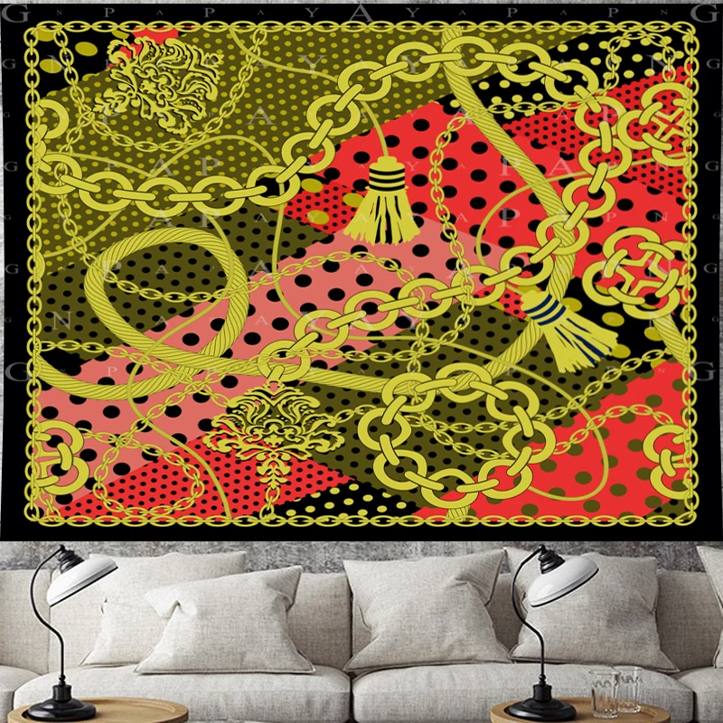 GN.PAPAYA Nordic Style Classical Pattern Tapestry Vintage Tapestries Retro chain Wall Hanging home decor | Дом и сад