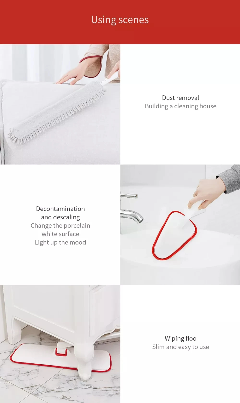 Xiaomi Yijie многофункциональные чистящие наборы, ручная плоская швабра, Сгибаемая щетка для чистки пыли, чистящие инструменты для дома