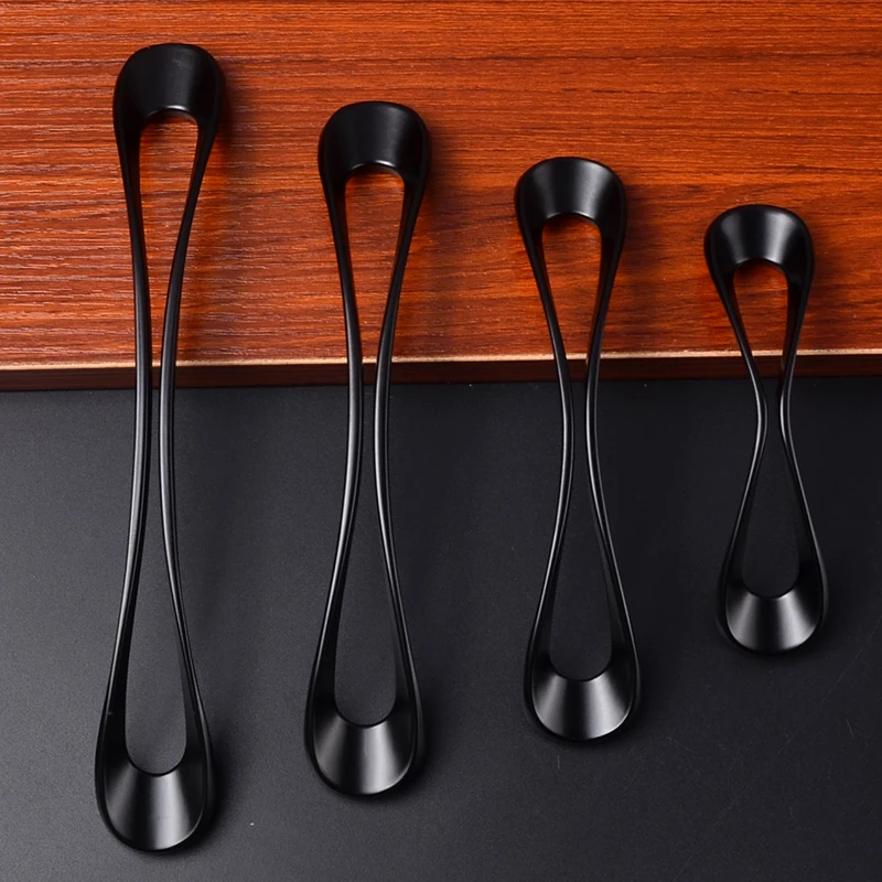 5 шт./лот дверные ручки из цинкового сплава цинковый сплав черный 96/128/160/192 мм Кухня