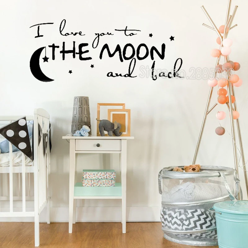 Настенные Стикеры с текстом наклейка с надписью «i love you to the moon and back(мама я тебя Цитата детская комната нетоксичный ПВХ наклейки художественная Наклейка на стену Mural RomanticLC180