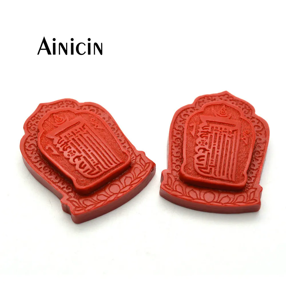 10pcs Thailand Buddha Words Carved Pendants Red Cinnabar Fashion Jewelry Making Materials