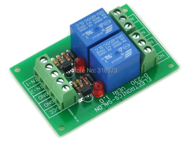 Два реле мощности спдт модуль постоянного тока 48V катушки, 10A 250VAC/30VDC, совет.