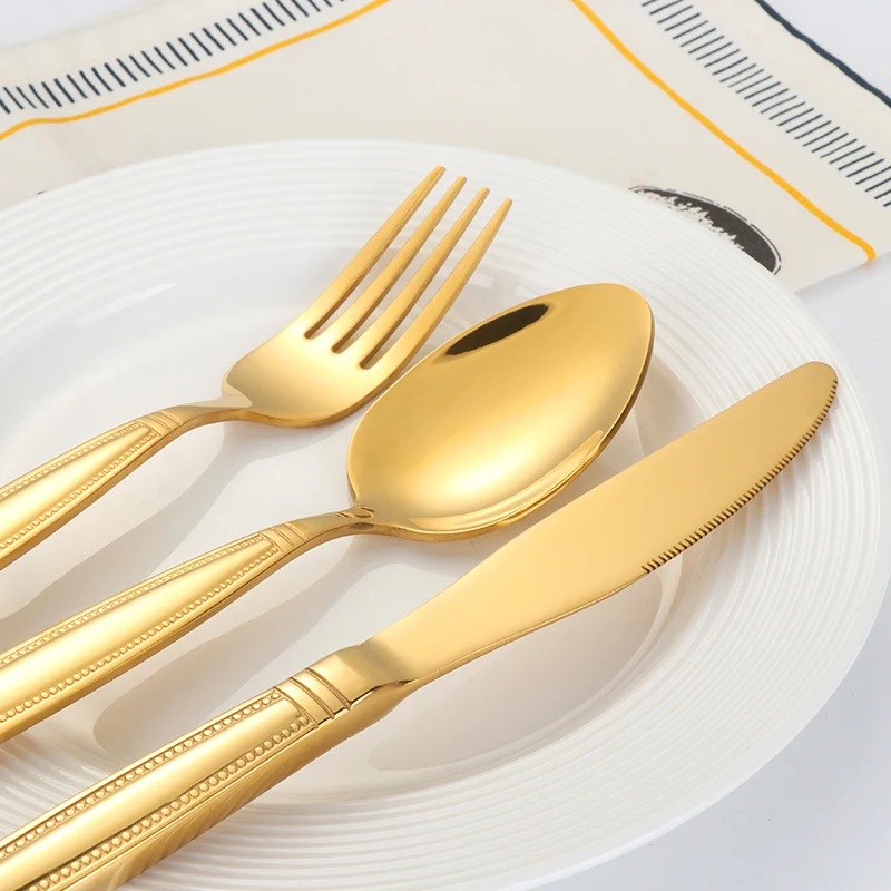 Набор столовых приборов из нержавеющей стали 5 шт./лот 18/10|gold cutlery set|dinnerware settableware set