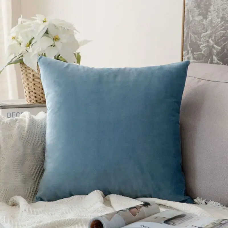 Light Blue 1 шт., декоративная Удобная бархатная наволочка, Мягкая Наволочка, однотонный квадратный чехол для подушки, для дивана, спальни, автомобиля - Цвет: Light Blue