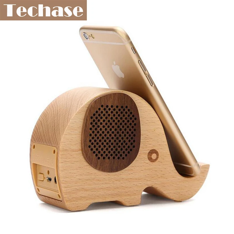 Techase деревянный держатель для мобильного телефона с Bluetooth динамиком животный