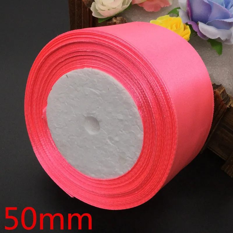 50mm 05#25 ярдов розовые шелковые декорации с лентой Свадебная подарочная упаковка лента швейная одежда Рождественский подарок на год - Цвет: 50mm
