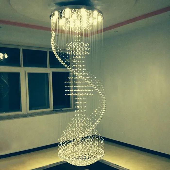 GETOP Crystal Lights Modern Luxury Spiral Large Chandelier Round Pendant Lamp Fixture for Double Stairs GU10 LED | Лампы и освещение
