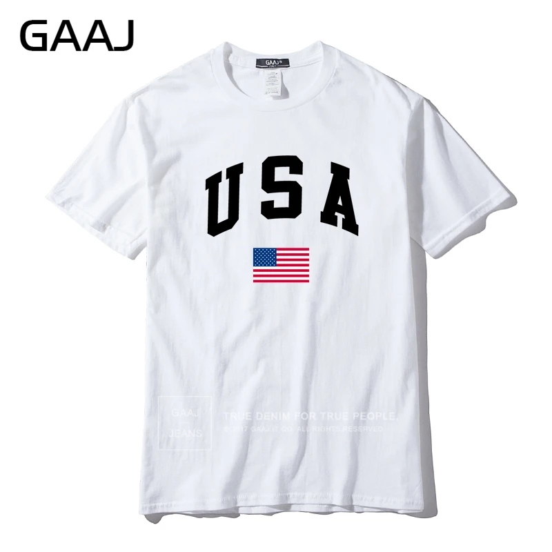GAAJ, США, американский флаг, Мужская футболка, топ, высокое качество, футболки для мужчин, 3XL, футболка, принт, Homme, брендовая одежда, повседневная Уличная одежда - Цвет: White