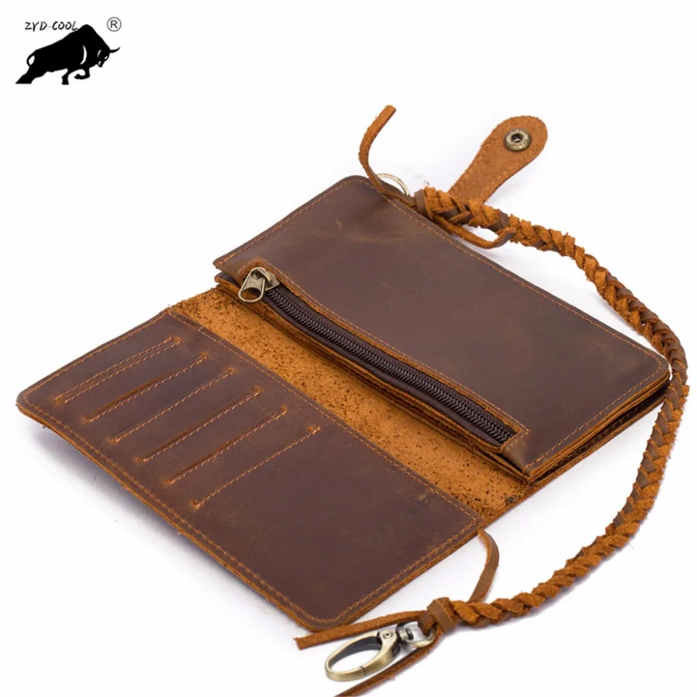 ZYD-COOL бумажник из воловьей кожи с RFID 100% Crazy Horse мужские кошельки натуральной