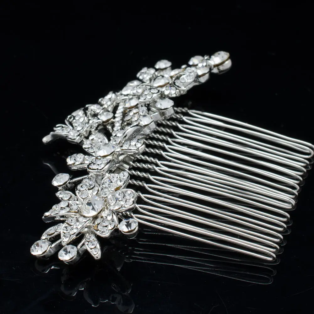 Flower Wedding Hair Accessories Fabulous Clear Rhinestone Crystal Comb Tiara for Bridal Banquet Brand Free Shipping CO2256R | Украшения и