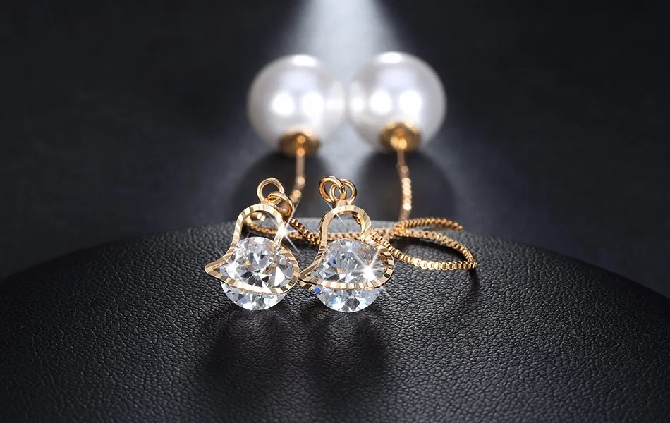 ORSA JEWELS Новые серьги в форме капли воды, австрийский хрусталь длинные серьги с большой жемчужиной элегантный золотой цвет ювелирные изделия для женщин OME27
