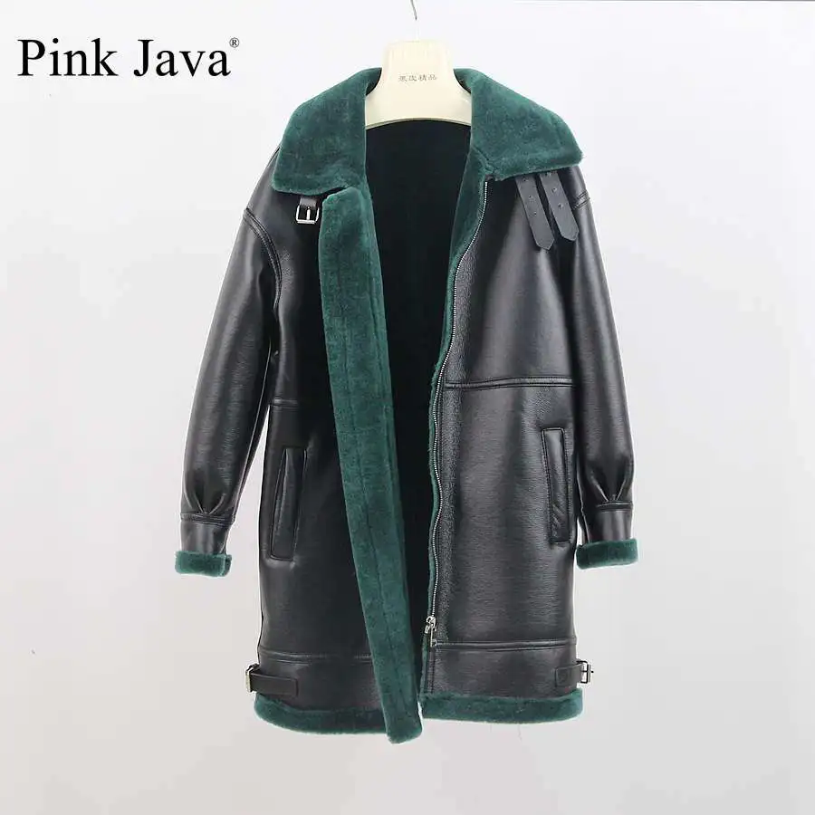 Розовый java QC8102 2017 новые модные пальто с мехом женские зимние реальные