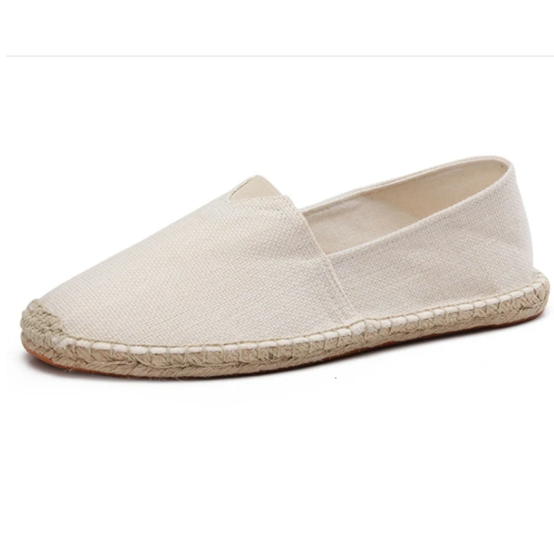 Beige ASILETO/женские эспадрильи; мужские и женские балетки; мокасины на плоской подошве; повседневная обувь; дышащая льняная парусиновая обувь унисекс; zapatillas - Цвет: Beige