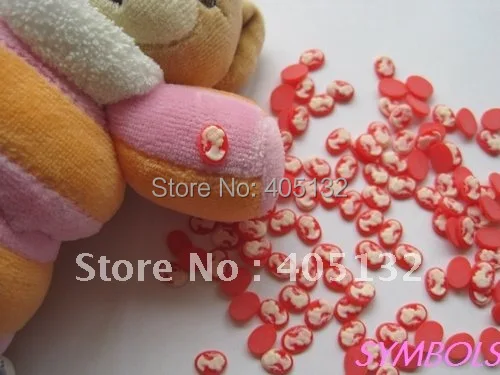RC 117 4 200pcs/bag Cute Small 6*8mm Red Beauty Head Cameo Decoration Resin Nail Art Decorations|nail art decorations|decoration nail artnail