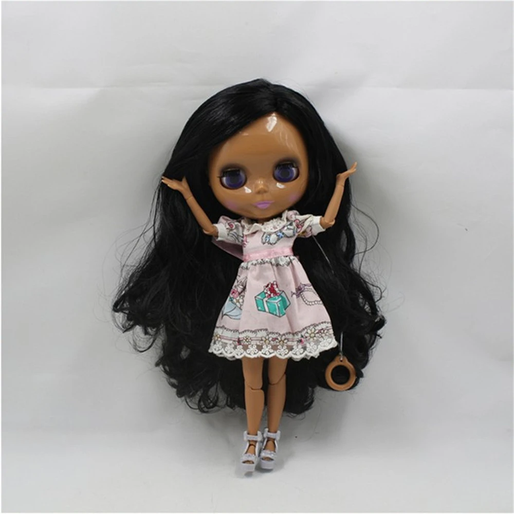 Кукла Blyth Обнаженная с длинными вьющимися черными волосами и Боковым Разрезом