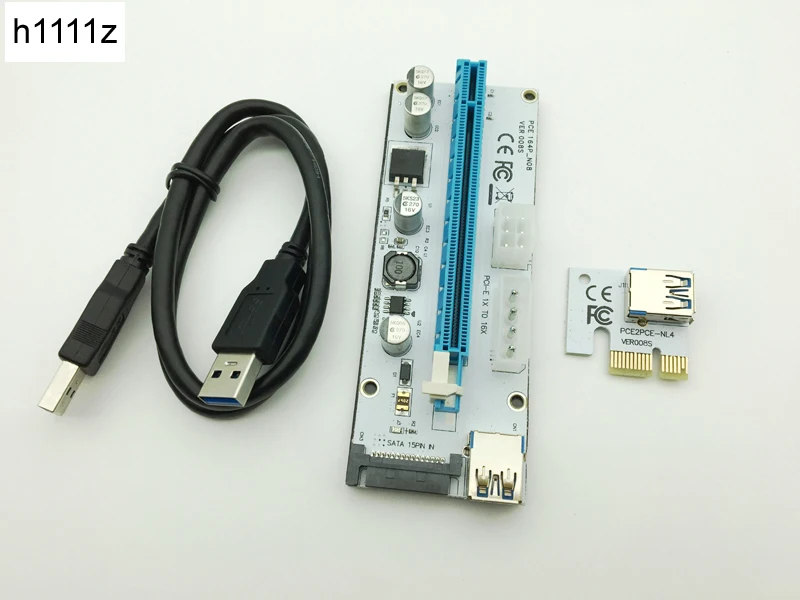 Новый Riser 008S светодиодный PCI Express 1x к 16x переходная карта USB 3 0 E расширитель SATA 15pin