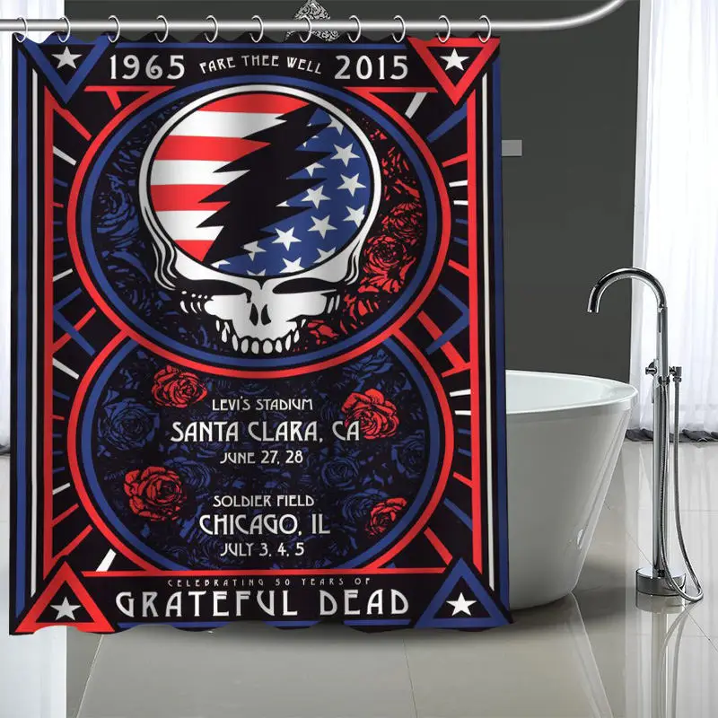 Custom grateful dead Shower Curtain With Plastic Hooks Modern Fabric Bath Curtains Home Decor Your image | Дом и сад