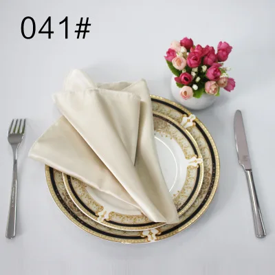 champagne NP003 дешевые, сделанные на заказ, много цветов, свадебные, 40 см* 40 см, красный, бордовый, зеленый, белый, слоновая кость, синий, желтый, фиолетовый, атласная Салфетка для стола - Цвет: champagne