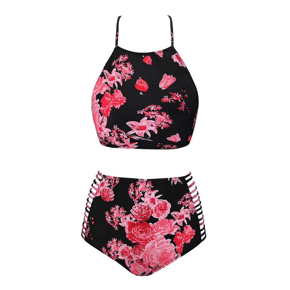 Женский купальник-бикини с высокой талией SAMEGAME зеленый купальник цветочным