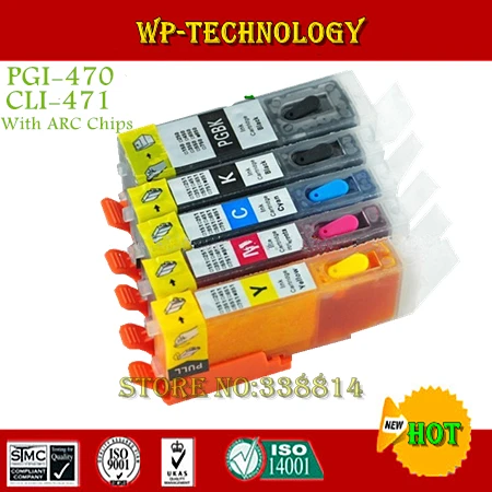 

5PK Full Ink Refillable Ink cartridge suit for PGI-470 CLI-471 ,suit for Canon PIXMA MG5740 MG6840 MG7740 . with ARC Chips