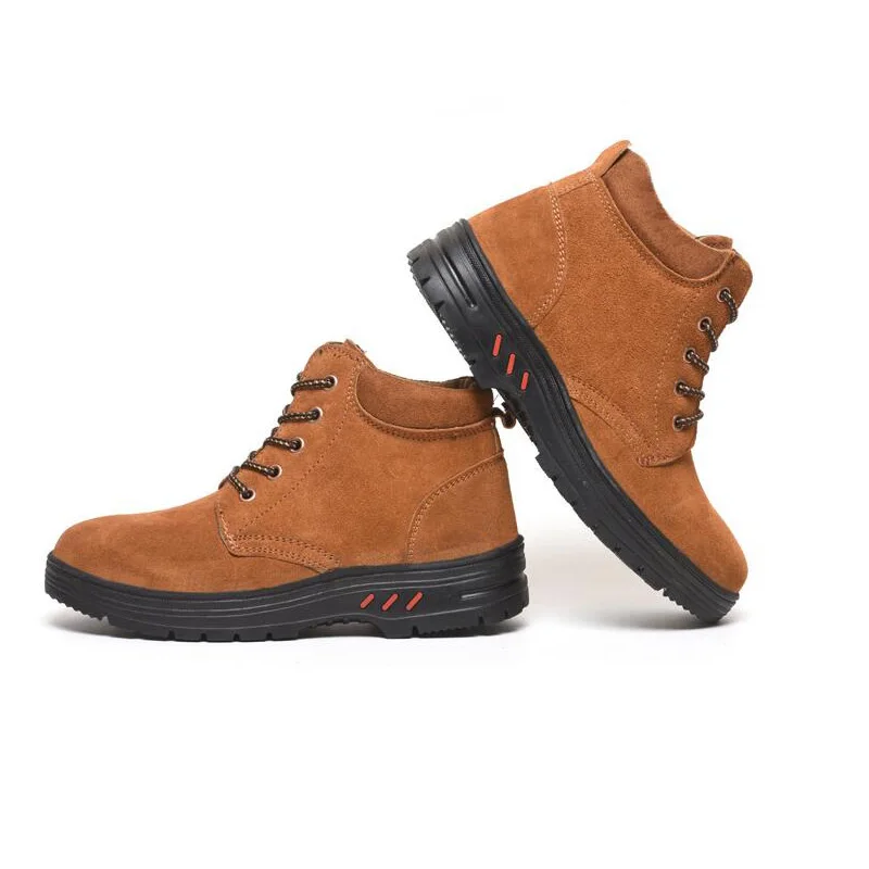 Ботинки мужские из флока рабочая безопасная обувь со стальным носком