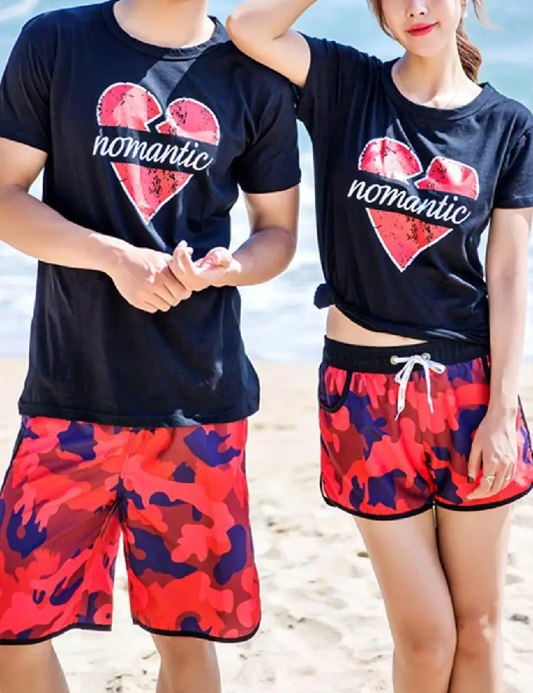 Парные пляжные шорты quik хлопковые летние футболки для влюбленных быстросохнущие