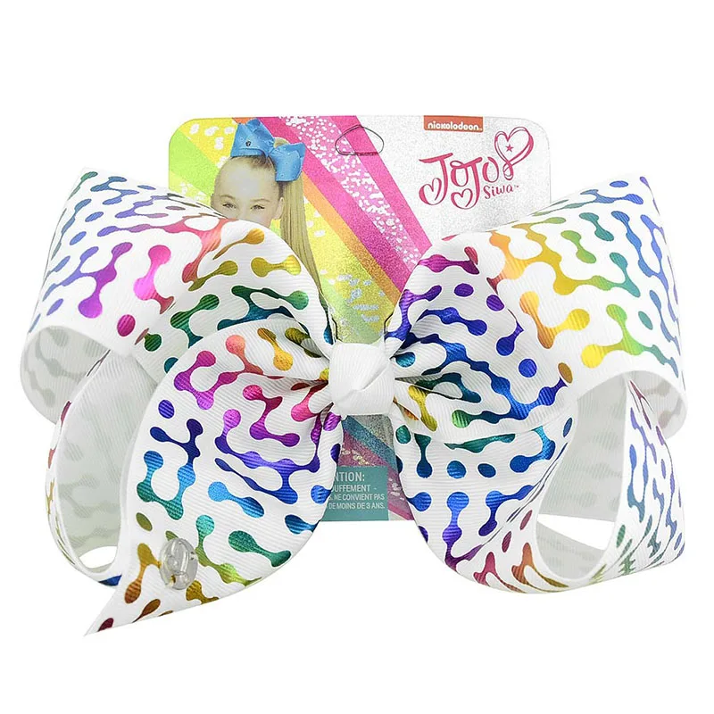 18 Jojo Siwa 8 дюймов ободок с большим бантом аксессуар ручной работы для детей Детская однотонная цветная лента со стразами банты заколки для волос для девочек - Цвет: 18