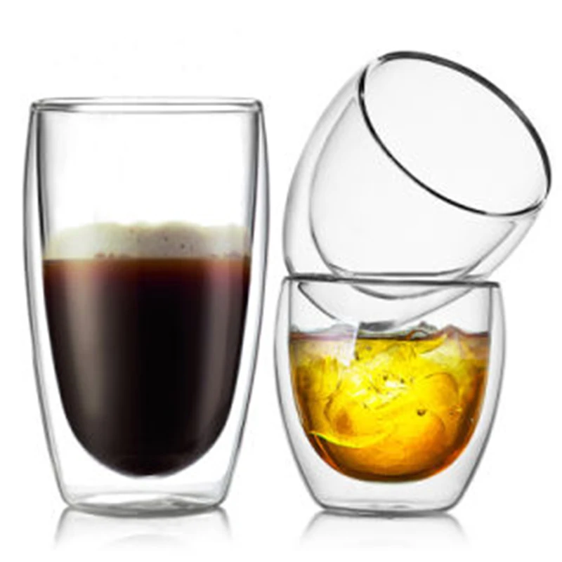 1 шт. термостойкие двойными стенками Стекло чашки пива Кофе набор чашка ручной