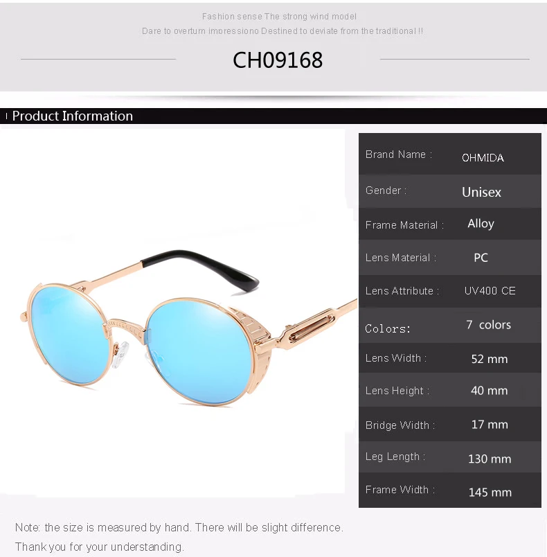 

OHMIDA Vintage Steampunk Sunglasses For Men Retro Sunglasses New Fashion Mirrorr Men's Sun Glasses Male Steam Punk UV400