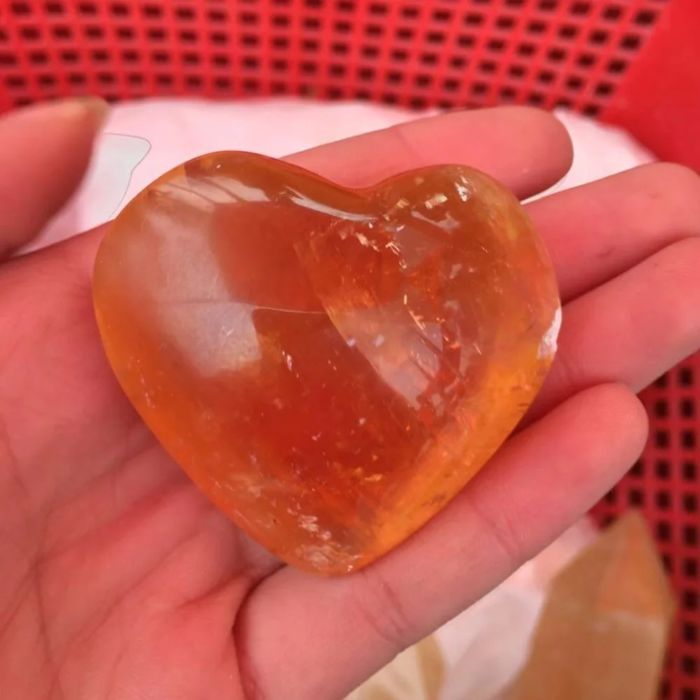 

Natural Yellow Calcite Stone Crystal Quartz Heart Healing for Christmas decoration gift