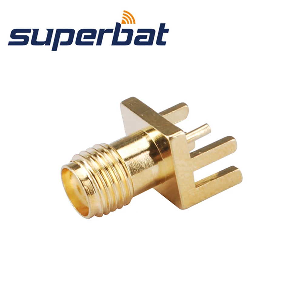 Superbat 10pcs SMA End Launch Female PCB Mount Wide Flange .062''(1.57mm) RF Coaxial Connector