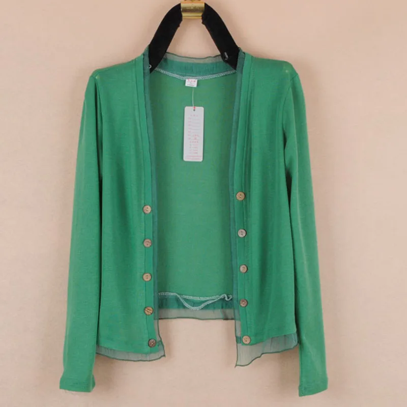 Dark green long Вязаный кардиган для женщин, весна, новая мода, большой размер 5XL, свободная дикая шаль, пальто, летняя Солнцезащитная рубашка, воздухопроницаемая рубашка - Цвет: Dark green long