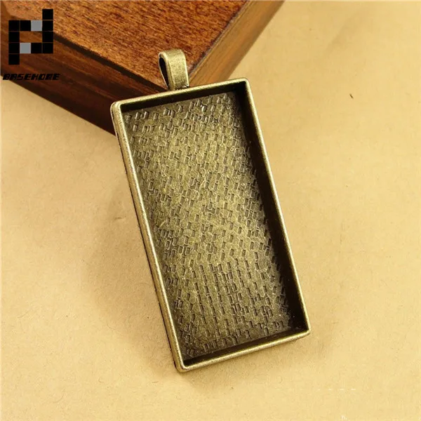 Antique Bronze BASEHOME, 5 шт./лот, античный прямоугольник, подвеска, настройки, кабошон, базовый лоток, ободок, пустой, подходит для 48x24 мм, кабошоны, камея, сделай сам, ожерелье - Цвет: Antique Bronze
