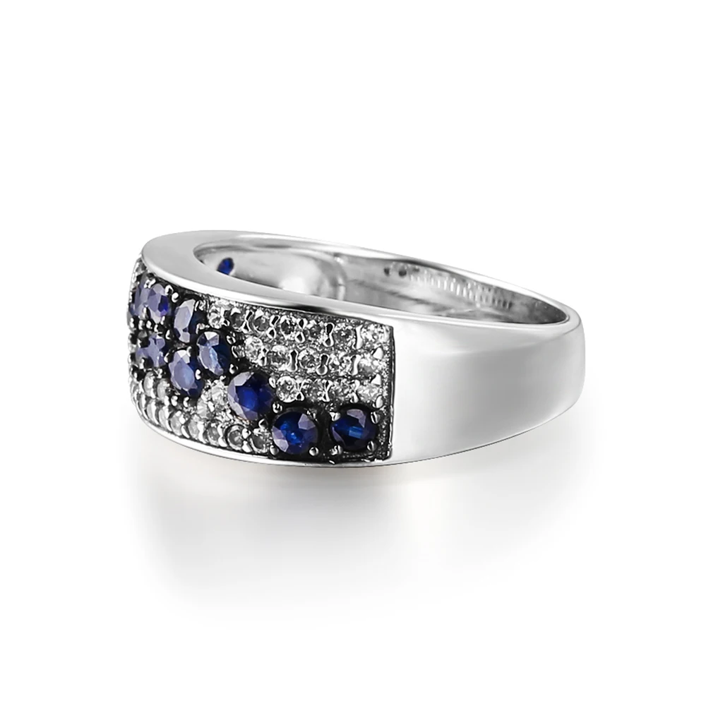 GEM'S BALLET Round Natural Blue Sapphire Gemstone Vintage Jewelry Set 925 Sterling Silver Earrings Ring For Women Wedding | Украшения и