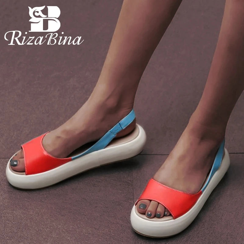 Женские пляжные сандалии RizaBina разноцветные удобные для отдыха на плоской