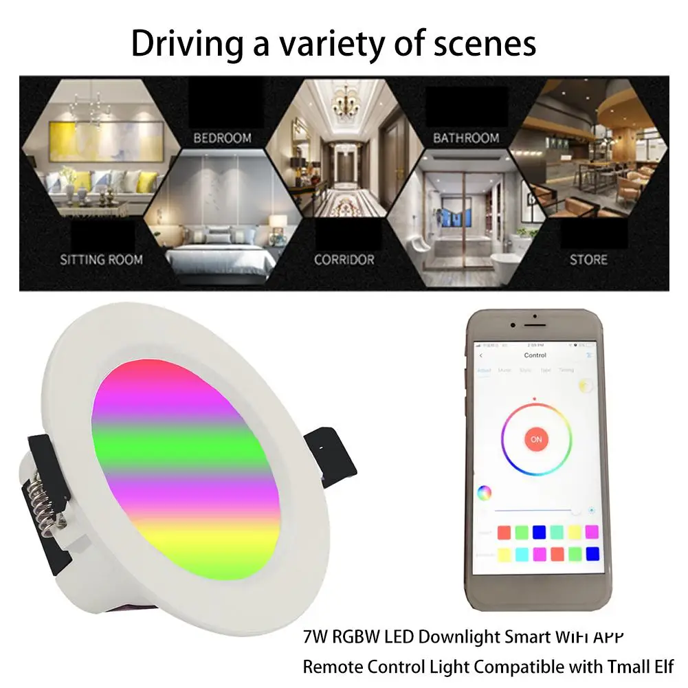 AC85-265V 7 Вт потолочный светодиодный светильник RGBW Smart WiFi приложение дистанционное управление вниз светильник совместим с Tmall Genie Alexa Amazon Google Home