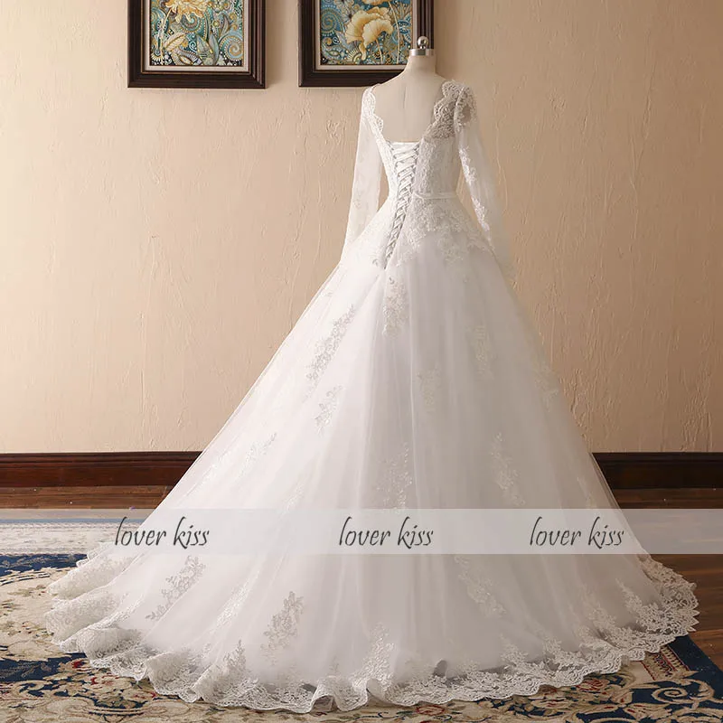 Lover Kiss Vestido De Noiva винтажный простой кантри с длинным рукавом Корсет для свадебного платья кружевное бальное платье на спине Свадебные платья для свадьбы