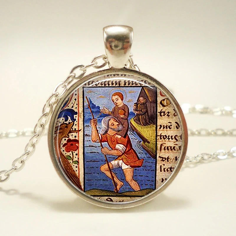 Женская подвеска в стиле ретро бронзовое ожерелье с изображением христофера и