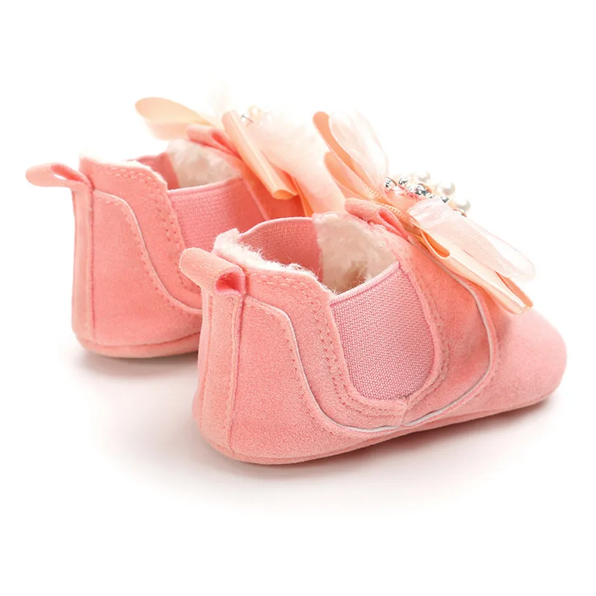 Детская зимняя теплая обувь хлопковая с бриллиантами для маленьких девочек и