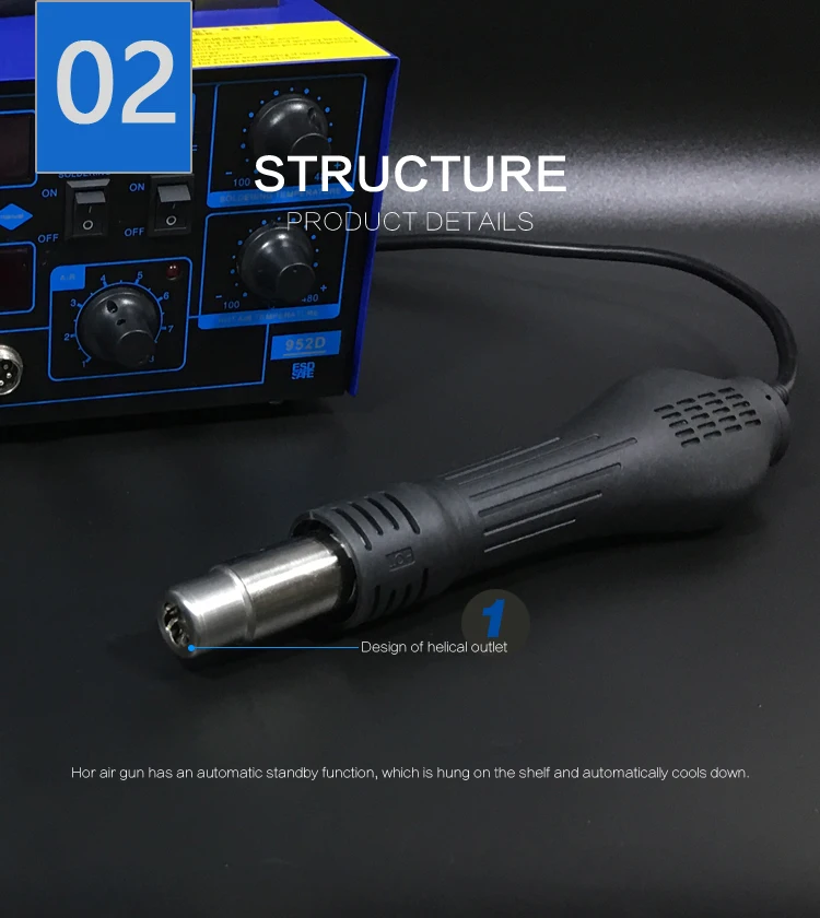 SAIKE 952D 2 в 1 SMD паяльная станция горячего воздуха пистолет паяльник Распайка 220 В 110 В