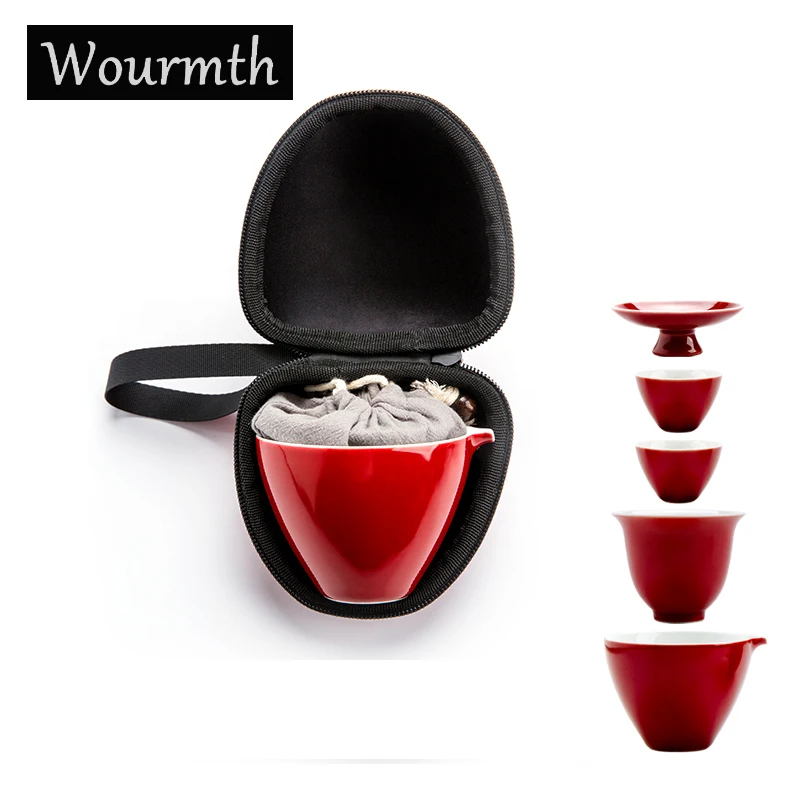 Дорожный чайный набор 6 шт. керамический для улицы портативный сумка китайский