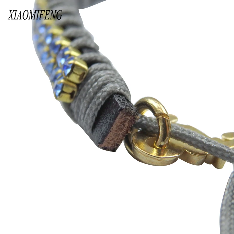 Xiaomifeng Классический горный хрусталь браслет для женщин и мальчик с кожа гематита |