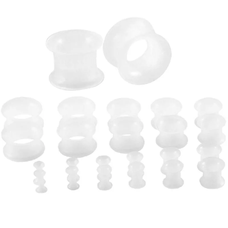 Ybollar 3-20mm 11 Pairs Silicone Plugs and Tunnels Flexible Thin Ear Tunnel Double Flared Piercing Flesh Gauge Expander | Украшения и