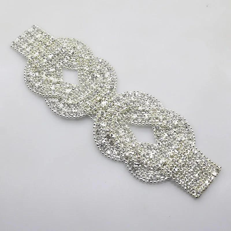 Silver ZMASEY Новинка 1 шт. 60*205 мм Хрустальная лента с аппликациями для невесты DIY Ручная работа шитье красивые кристаллы украшения - Цвет: Silver