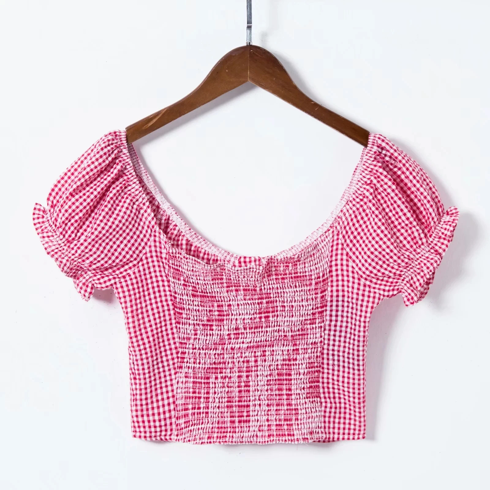 Блузка женская винтажная с квадратным воротником и рукавами фонариками