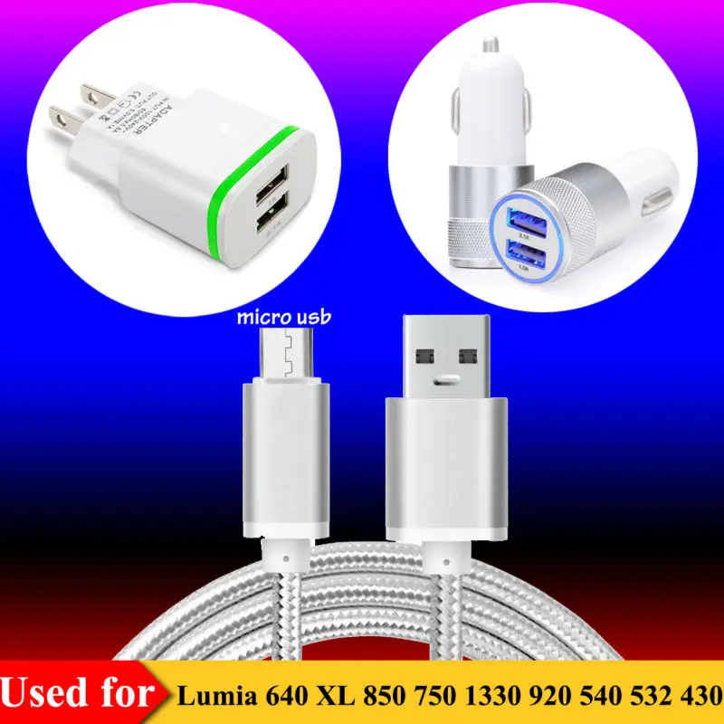 Зарядное устройство переменного тока US/EU автомобильное зарядное с 2 портами USB