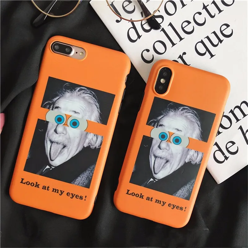 Забавные имитирующие Альберт Эйнштейн Телефон чехол для iPhone 6 6s 7 8 плюс задняя