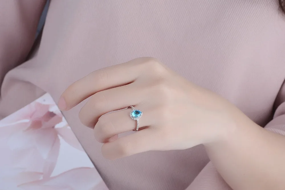 Модные кольца AAA циркон белый серебро заполнено капли воды Кристалл элегантные