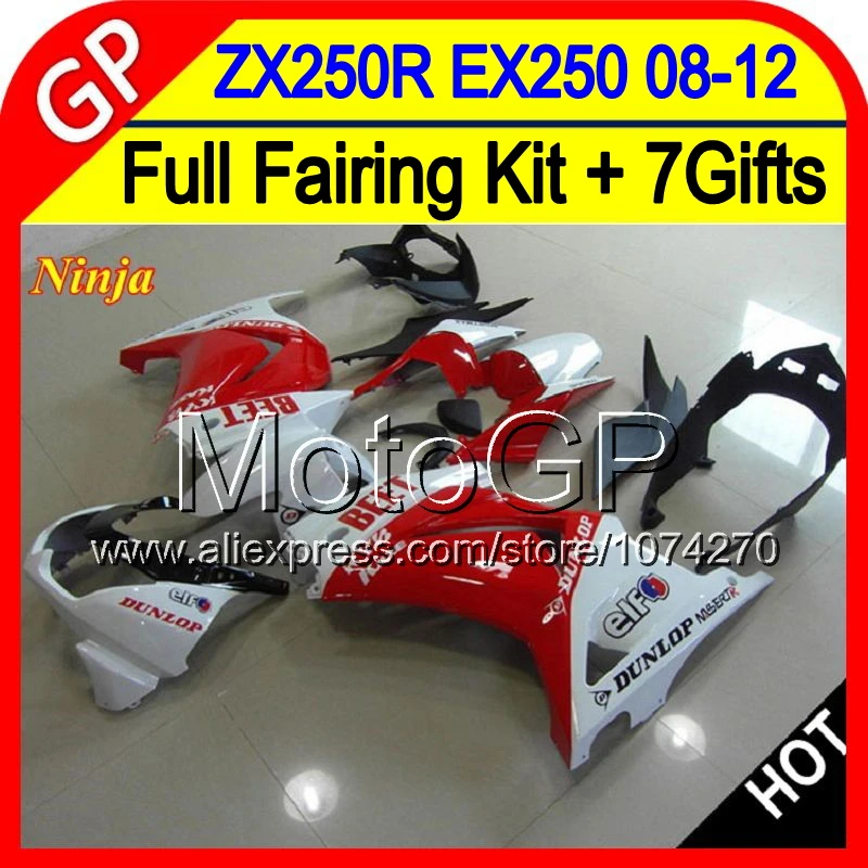 + Бак На красный белый KAWASAKI 08 09 10 11 12 NINJA 250R 17P1309 2008 2009 2010 2011 2012 новый EX250R EX250 EX 250